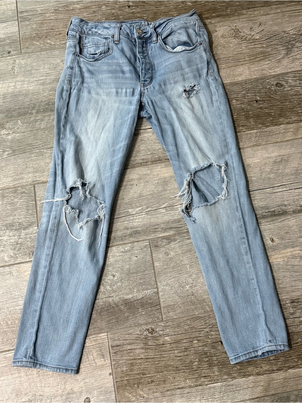 Light Wash Distressed Boyfriend Jeans